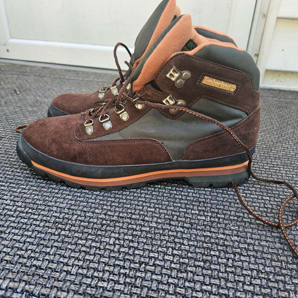 Timberland Brown Suede & Olive Hiking Boots Men's Size 11M Outdoor Trail